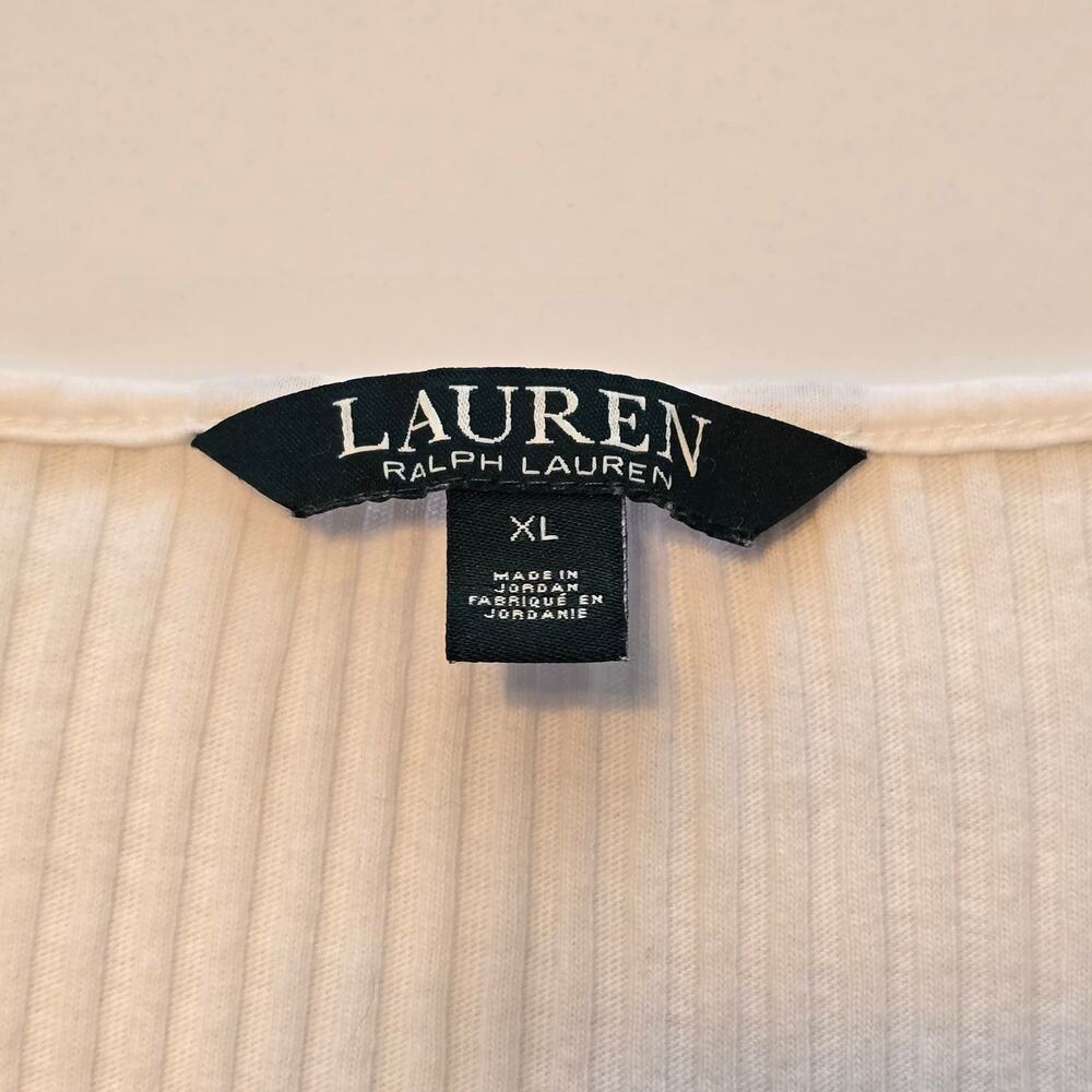 Lauren Ralph Lauren Top Womens Size XL White Short Sleeve Minimalist Neutral - Picture 3 of 8